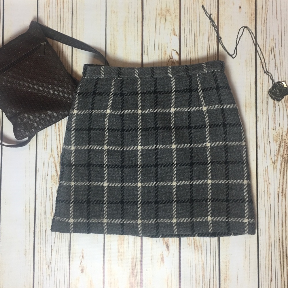 [ Old Navy ] '90s Wool Blend Plaid Mini Skirt