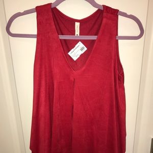 NWT Suede V Neck Top