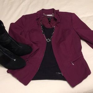 WHBM Plum Cropped Blazer, size 4
