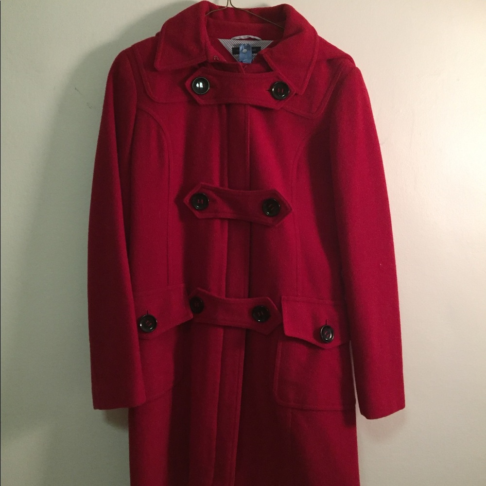 Tommy Hilfiger crimson wool pea coat size 2