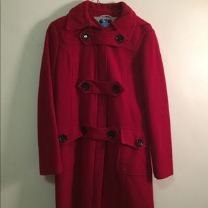 Tommy Hilfiger crimson wool pea coat size 2