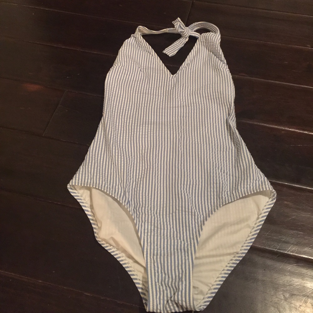 J Crew Seersucker One Piece Swimsuit
