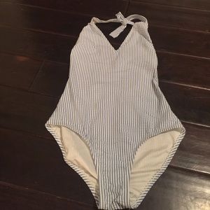 J Crew Seersucker One Piece Swimsuit