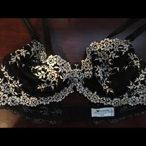 Black and white lace bra