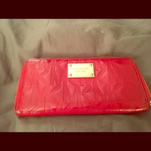 Red patent leather Michael Kors long wallet