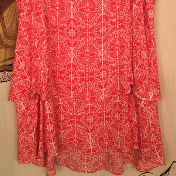 Orange and white print top - Picture 2 of 4