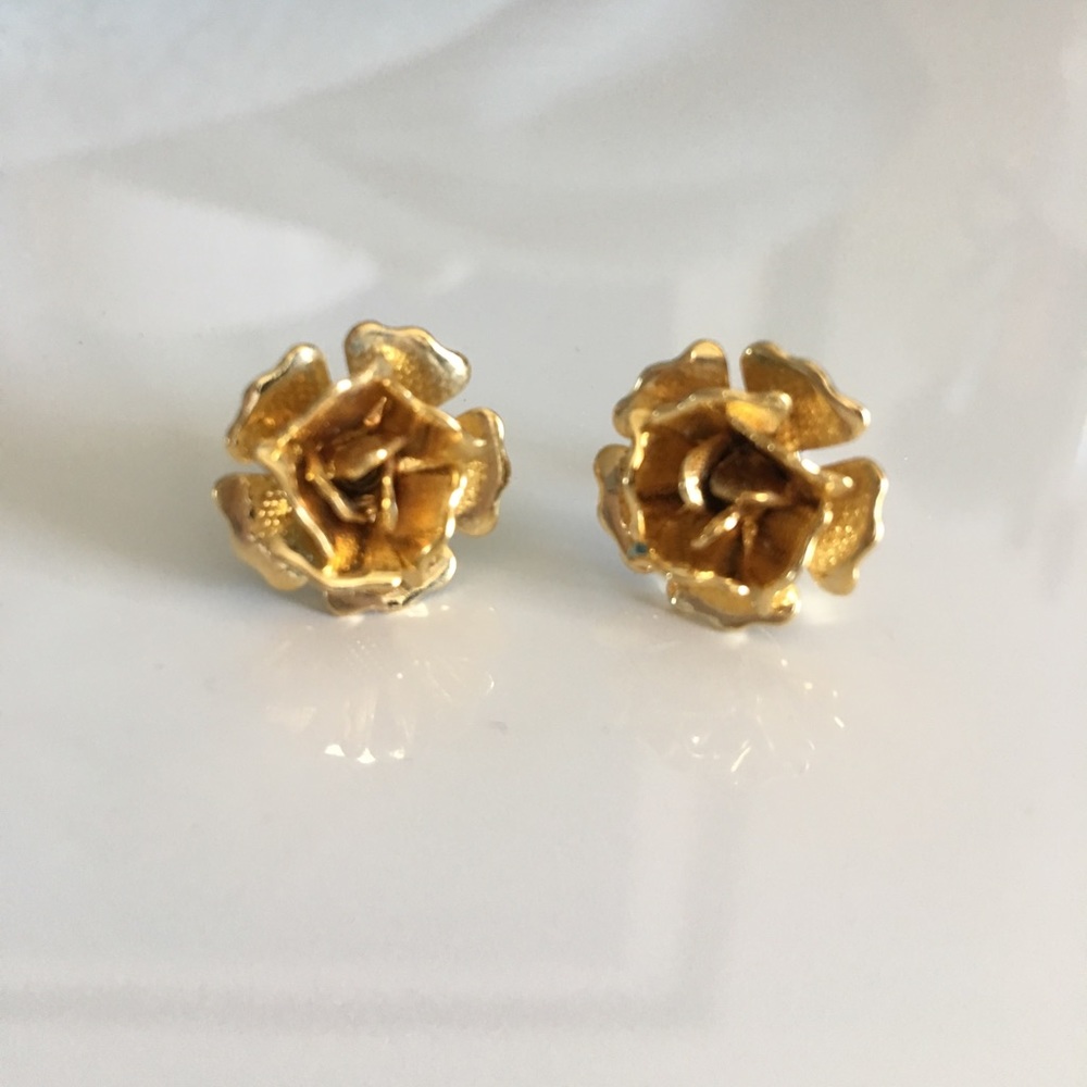 Gold Rose Earrings