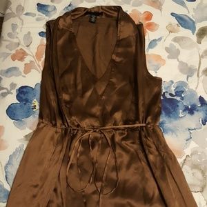 Chocolate silk drawstring dress