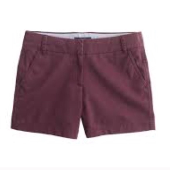 J Crew 4inch Chino Short In Aubergine 