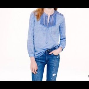 J.Crew Tassle Tie Chambray Shirt Sz 0