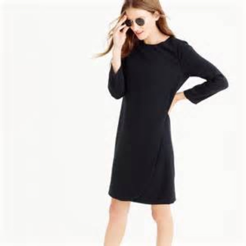 J. CREW Black Overlapped Shift Dress
