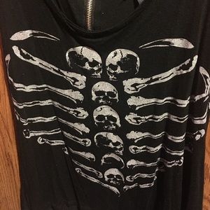 Black Rib Cage Skull Tank