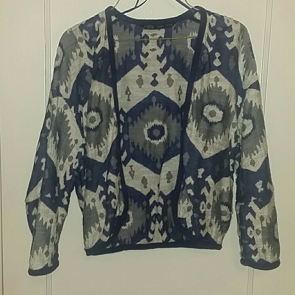 Zara basic M Aztec jacket navy white grey