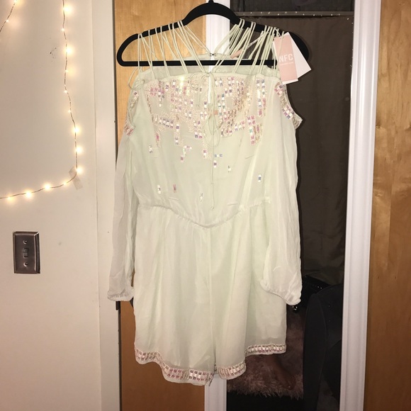 NWT, Mint Green Beautiful Embellished Romper - Picture 1 of 8