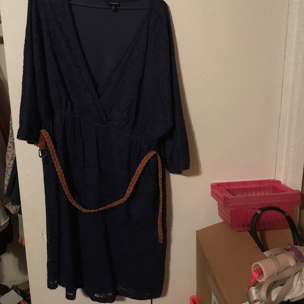 Navy blue knee length dress