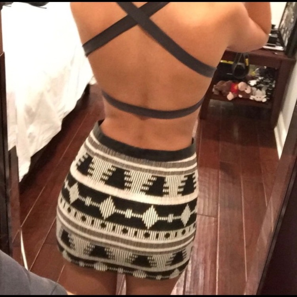 Aztec double zipper skirt