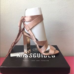 Brand New Missguided Rose Gold Tie Heels