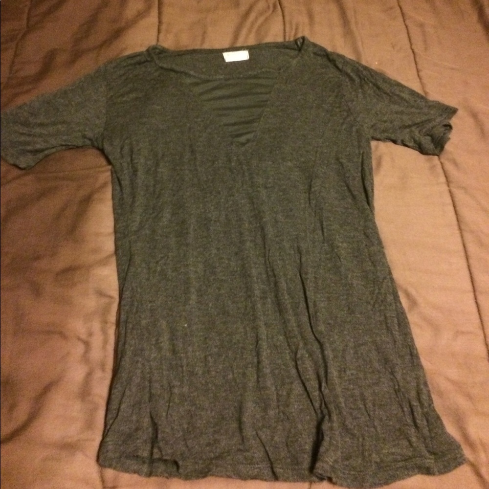 Grey glitz top with see through cleavage
