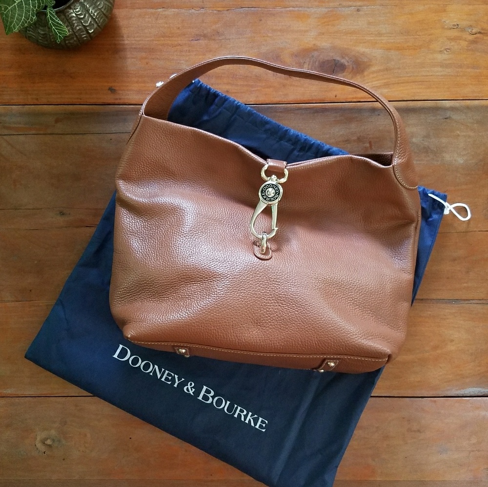 Dooney & Bourke Logo Lock Shoulder Bag- Saddle Tan