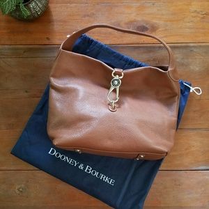 Dooney & Bourke Logo Lock Shoulder Bag- Saddle Tan