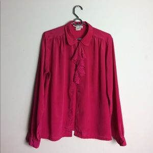 LeBlouse Pink Ruffled Bow Blouse