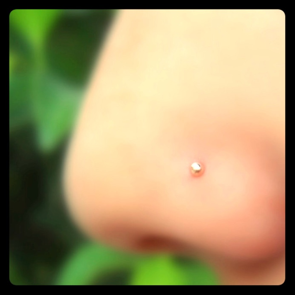 14 karat solid rose gold nose stud