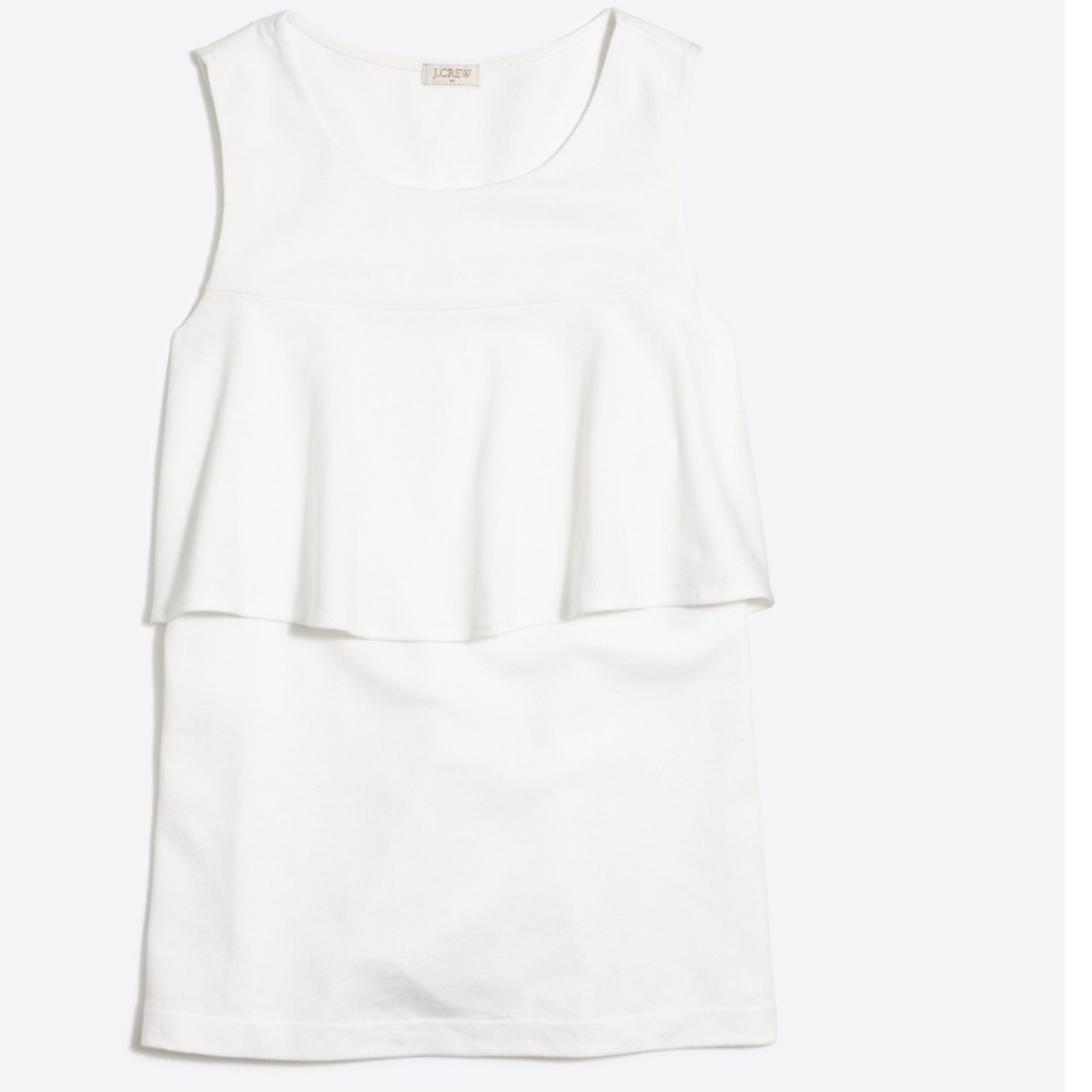 White NWT JCREW Ruffle piqué tank top