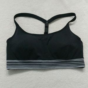 Athleta Sports Bra UpTempo Stripe Racer Back Black