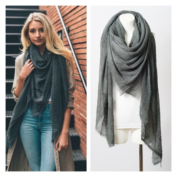 Flash Sale- Shredded Open Weave Blanket Scarf - Picture 2 of 5
