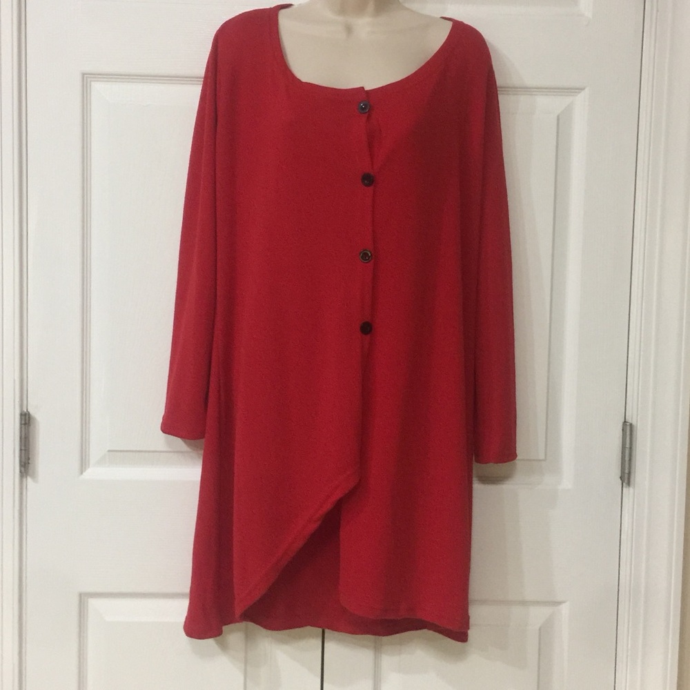 NWOT BEAUTIFUL RED TUNIC SWEATER BY REBORN SIZE LG