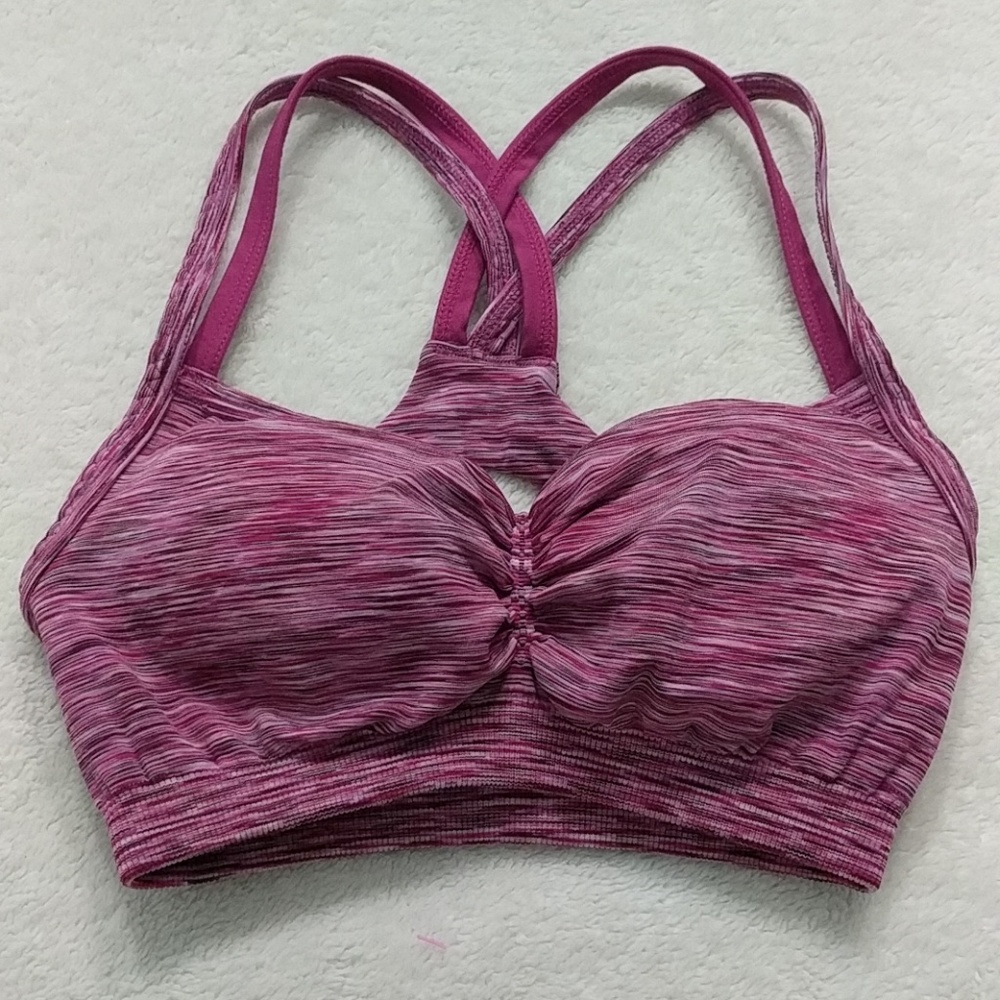 Athleta Sports Bra Namaste Seamless Space Dye Pink