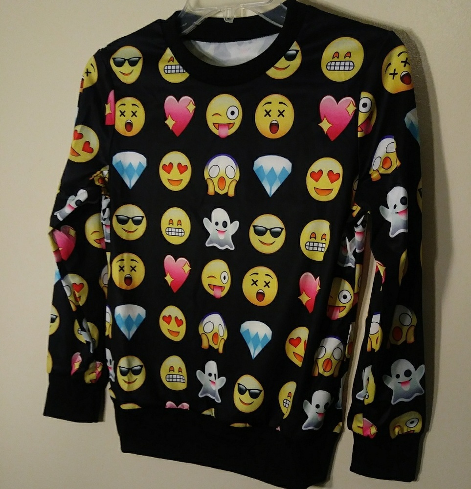 Women's pull over emoji print sweatshirt