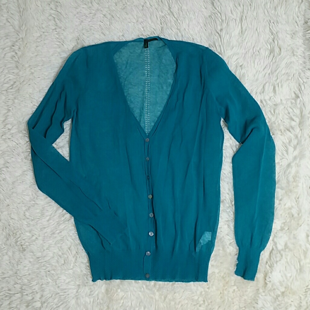 Stile Benetton sheer cardigan in teal blue