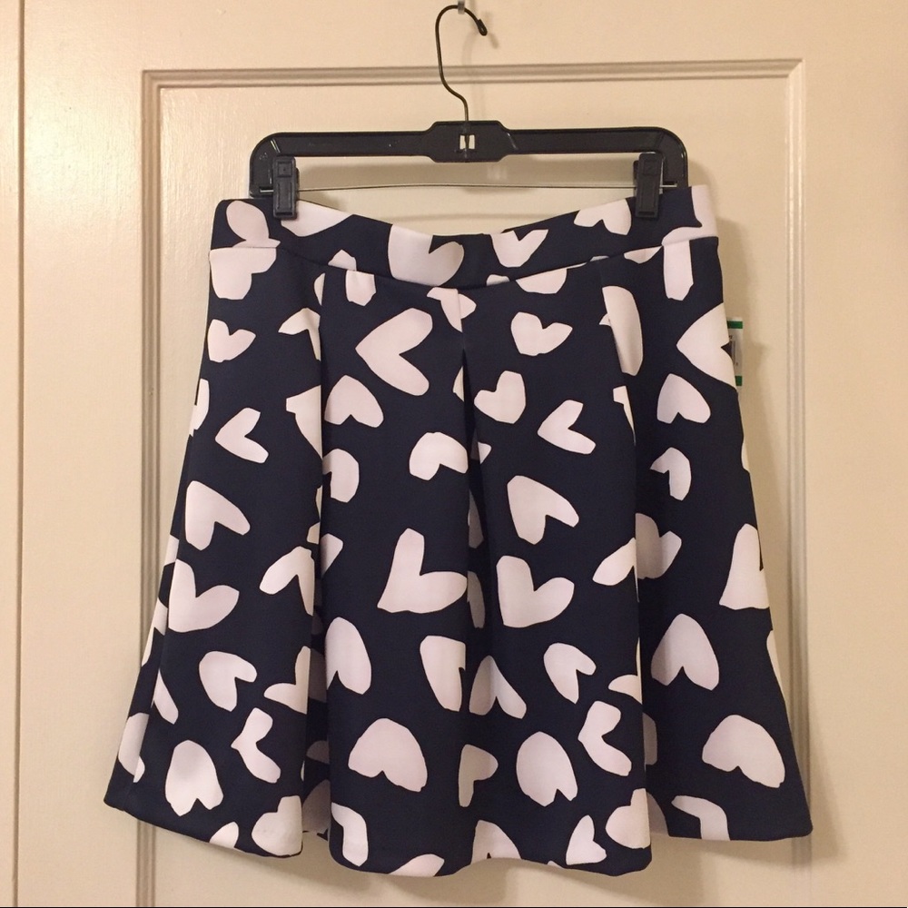 Cute Navy Skirt with Hearts