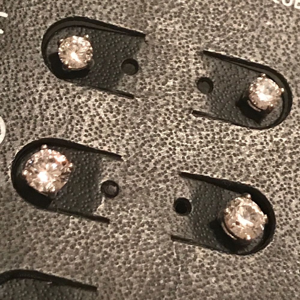Stud earrings, cubic zirconia.