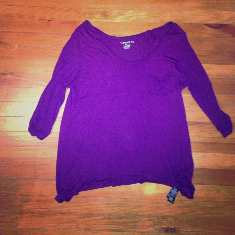 Dark Purple quarter length sleeve tee
