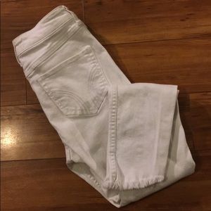 High rise white skinny crop jeans