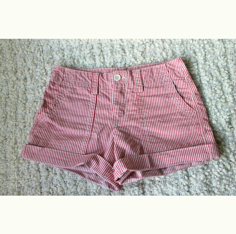 Red and White Striped Shorts