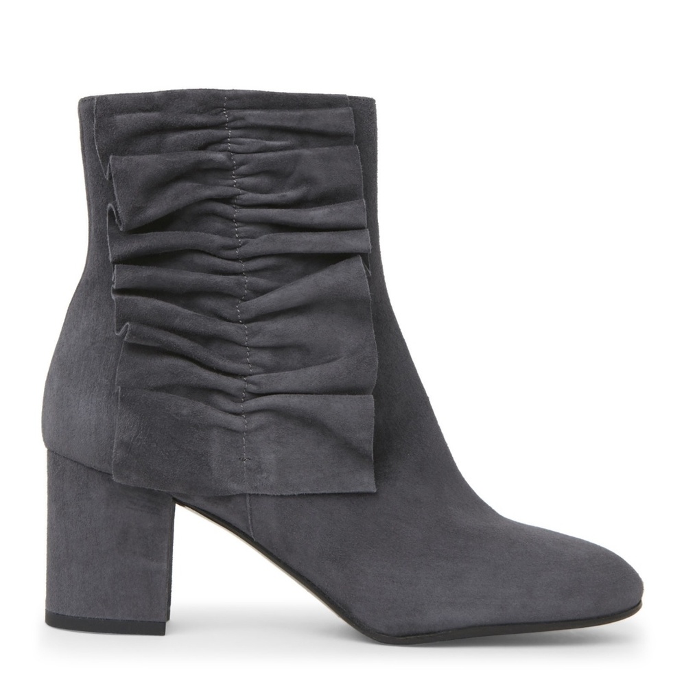 Grey Ruched Suede Ankle Boots