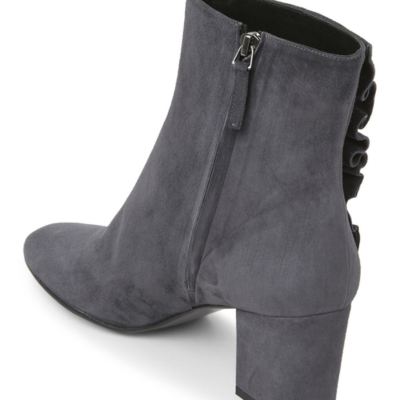 Grey Ruched Suede Ankle Boots - Picture 3 of 3