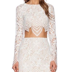 White Floral Lace Long Sleeve Crop top