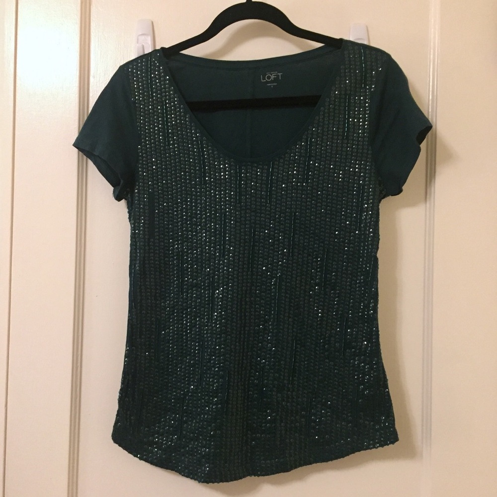 Emerald/Teal Beaded Loft T-shirt