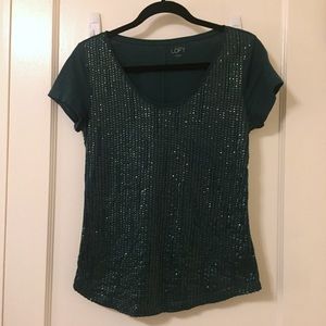 Emerald/Teal Beaded Loft T-shirt