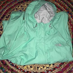 Mint Green North Face rain jacket