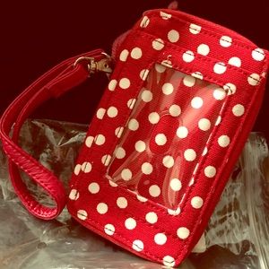 Thirty One Red Polka Dot Timeless Wristlet