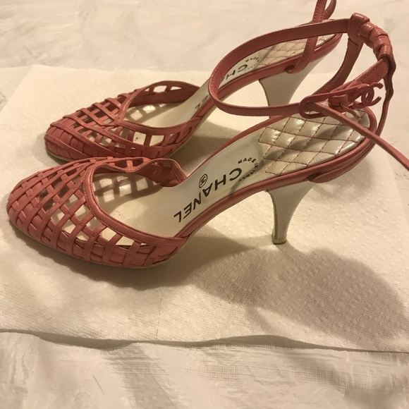 channel pink high heel sandals - Picture 1 of 1