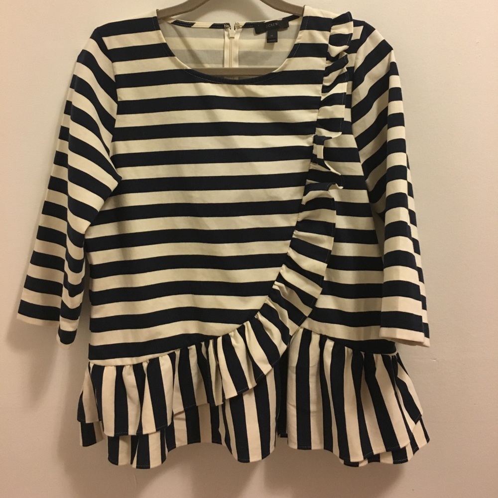 J.Crew striped ruffle peplum top