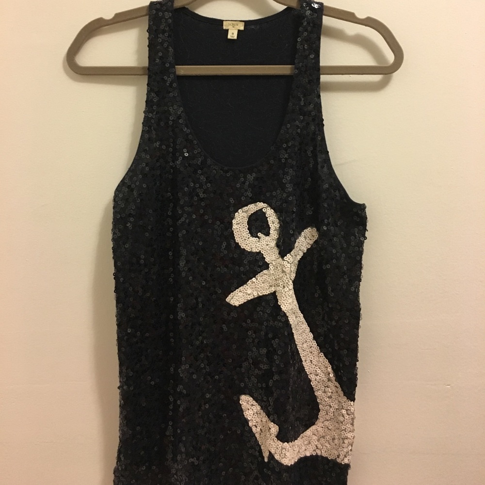 J.Crew sequined tank with anchor