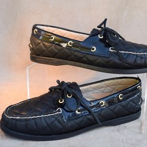 Sperry Top-Sider Blk Quilted Leather Boat Shoe 10M