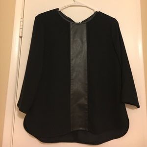Ann Taylor Black Mixed Media Blouse
